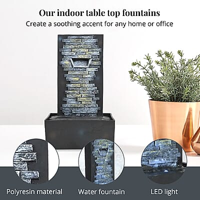 Closeout Dark Gray Polyresin Brick Wall Fountain