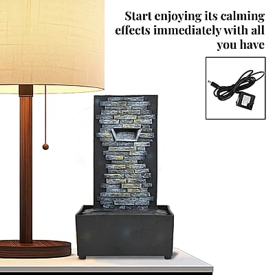 Closeout Dark Gray Polyresin Brick Wall Fountain