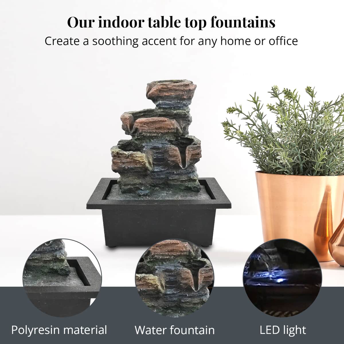 Brown Polyresin Rock Fountain image number 2