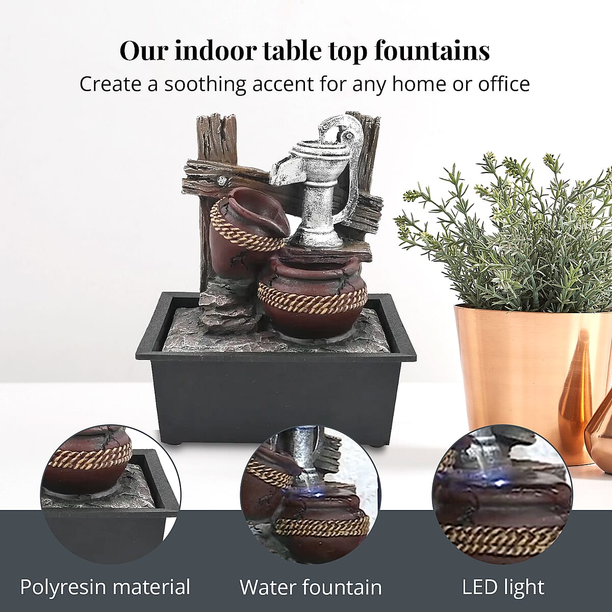 Closeout Gray and Brown Polyresin Water Pump Fountain image number 2