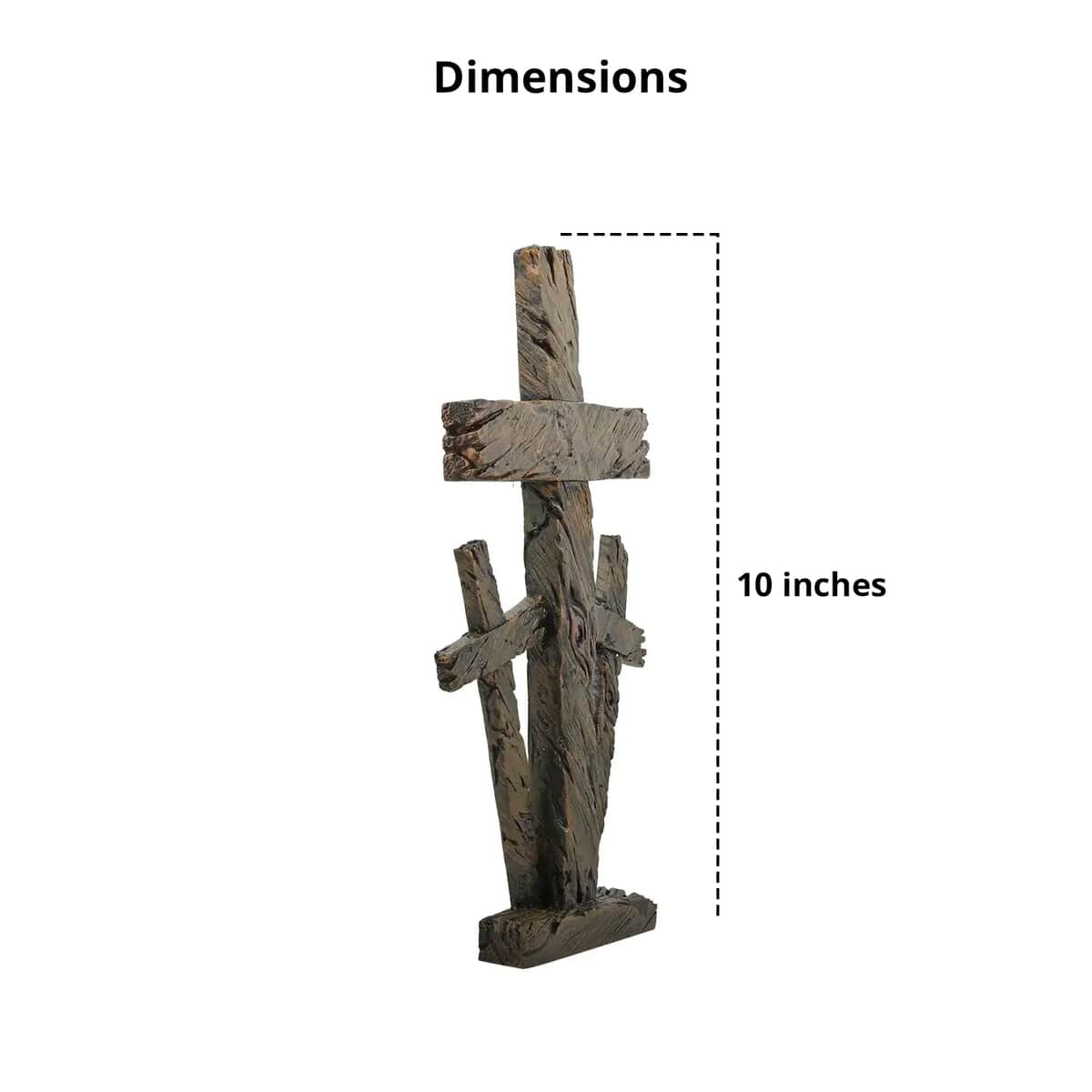 Brown Polyresin Triple Cross Decor with Base image number 5