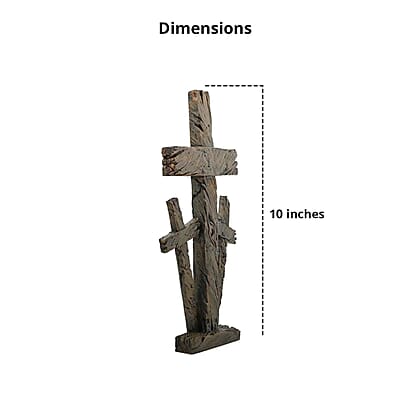 Closeout Brown Polyresin Triple Cross Decor with Base