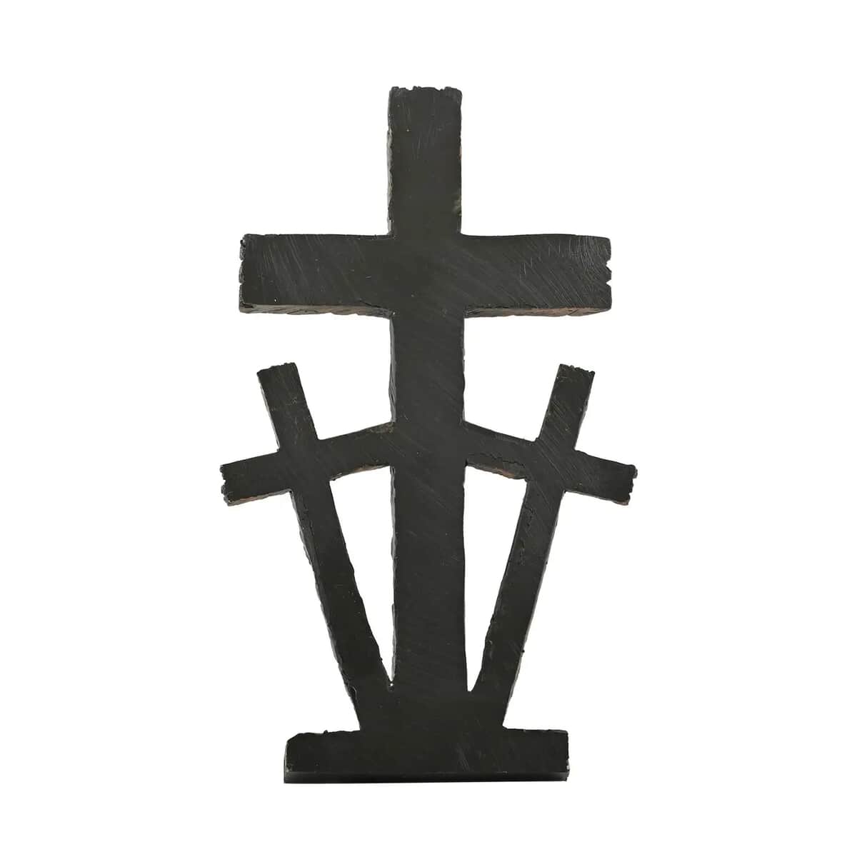 Brown Polyresin Triple Cross Decor with Base image number 6