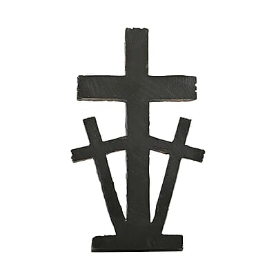 Closeout Brown Polyresin Triple Cross Decor with Base