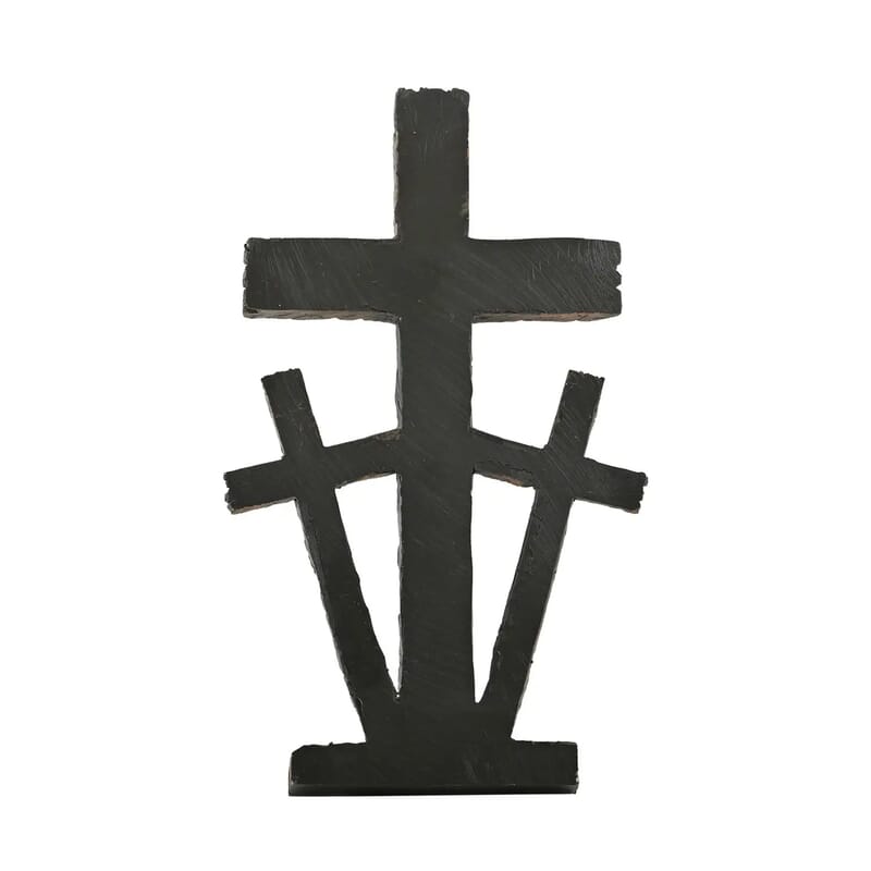 Closeout Brown Polyresin Triple Cross Decor with Base