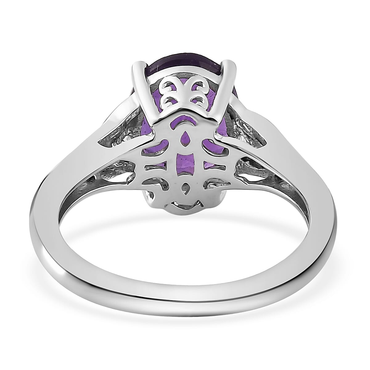 African Amethyst, Santa Maria Aquamarine Ring in Platinum Over Sterling Silver (Size 10.0) 2.50 ctw image number 4