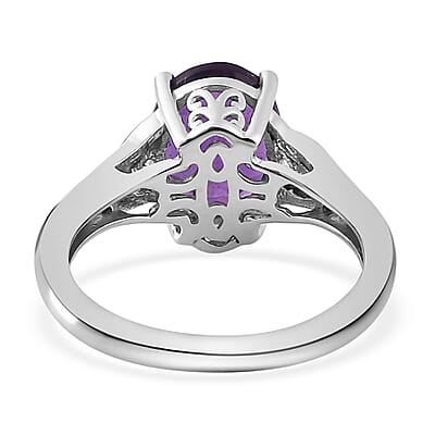 African Amethyst and Santa Maria Aquamarine Ring in Platinum Over Sterling Silver (Size 10.0) 2.50 ctw