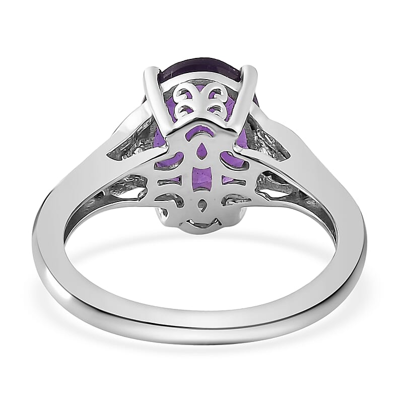 African Amethyst and Santa Maria Aquamarine Ring in Platinum Over Sterling Silver (Size 10.0) 2.50 ctw