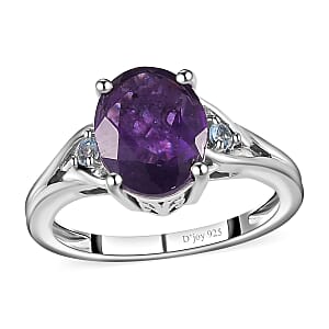 African Amethyst and Santa Maria Aquamarine Ring in Platinum Over Sterling Silver (Size 7.0) 2.50 ctw