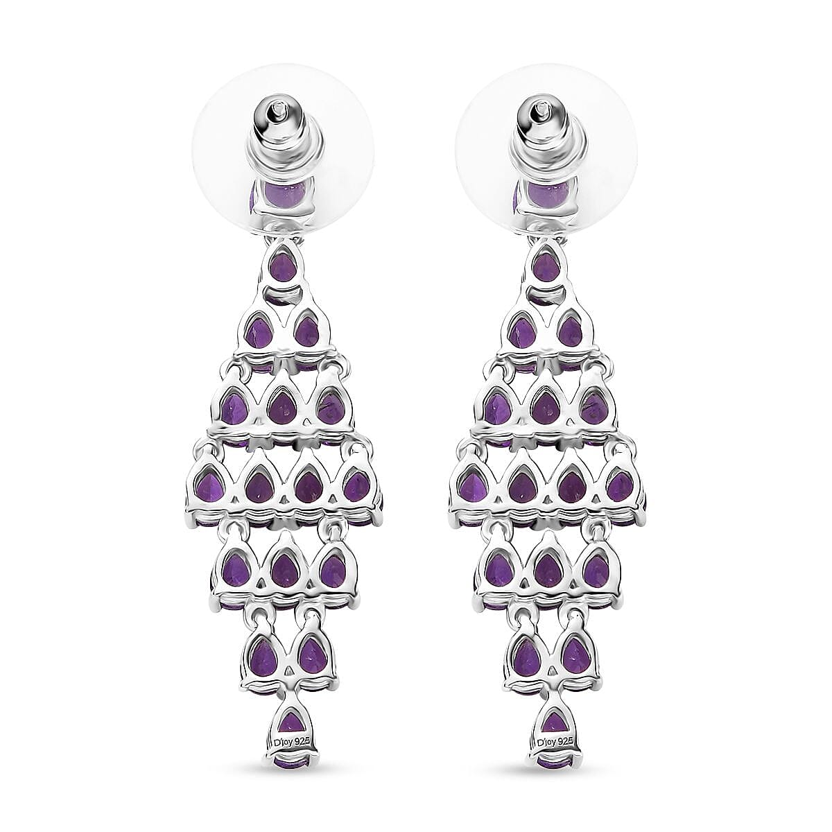 African Amethyst Dangling Earrings in Platinum Over Sterling Silver 4.50 ctw