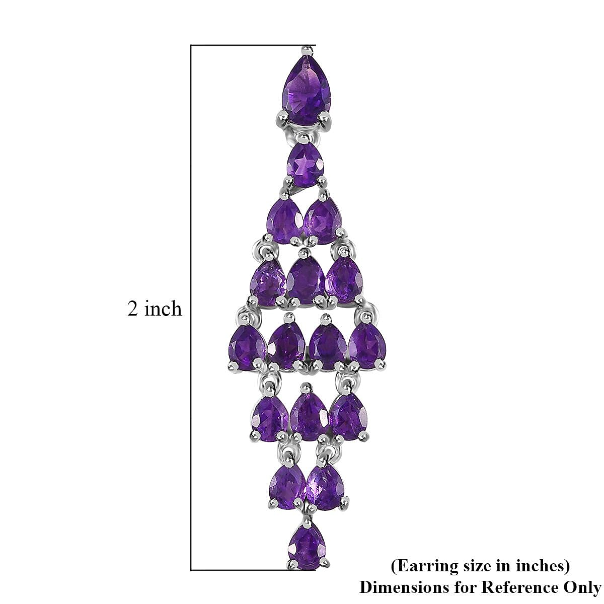 African Amethyst Dangling Earrings in Platinum Over Sterling Silver 4.50 ctw image number 5