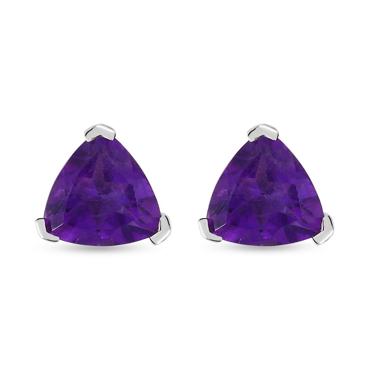 African Amethyst Solitaire Stud Earrings in Platinum Over Sterling Silver 2.90 ctw image number 0