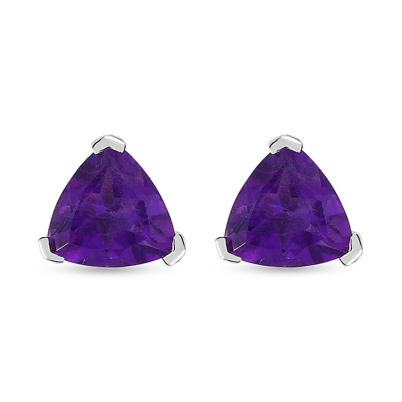 African Amethyst Solitaire Stud Earrings in Platinum Over Sterling Silver 2.90 ctw