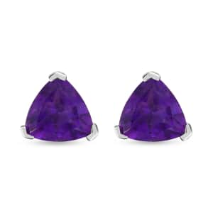African Amethyst Solitaire Stud Earrings in Platinum Over Sterling Silver 2.90 ctw