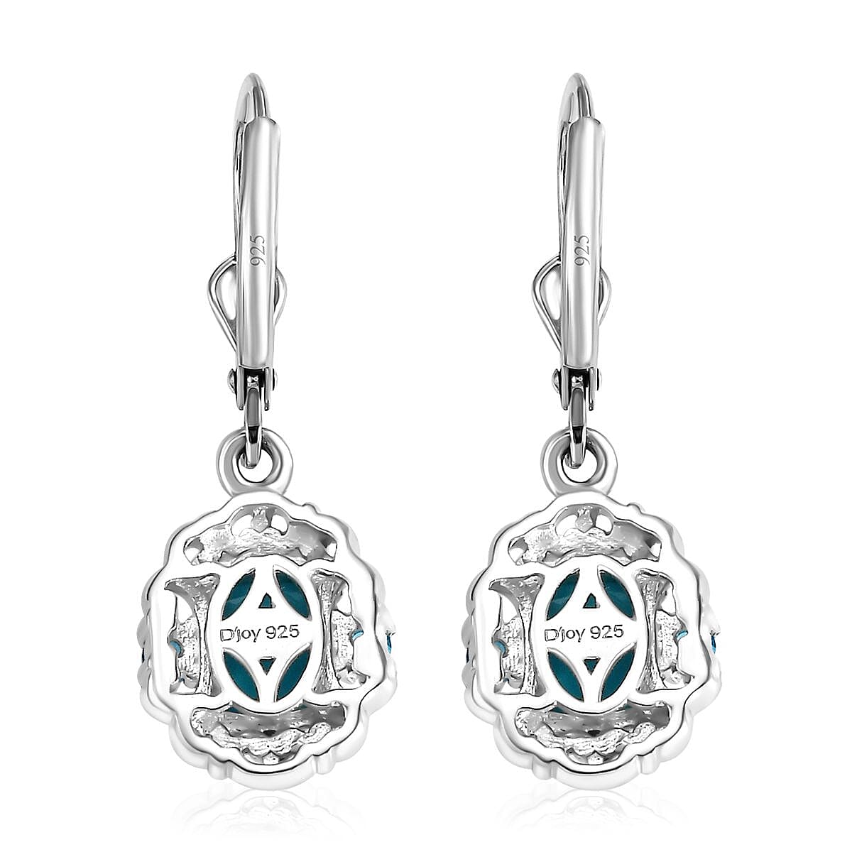 Premium Sleeping Beauty Turquoise and Malgache Neon Apatite Lever Back Earrings in Vermeil YG and Platinum Over Sterling Silver 1.85 ctw