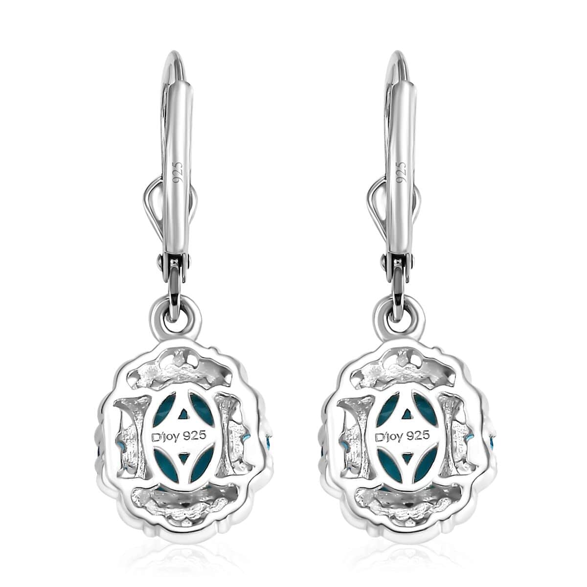 Premium Sleeping Beauty Turquoise and Malgache Neon Apatite Lever Back Earrings in Vermeil YG and Platinum Over Sterling Silver 1.85 ctw image number 4