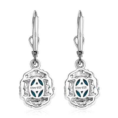 Premium Sleeping Beauty Turquoise and Malgache Neon Apatite Lever Back Earrings in Vermeil YG and Platinum Over Sterling Silver 1.85 ctw
