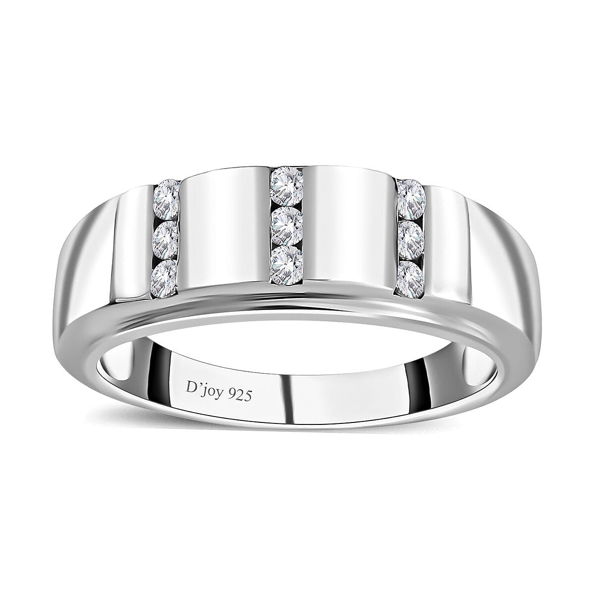 Moissanite Men's Ring in Platinum Over Sterling Silver (Size 10.0) 0.25 ctw