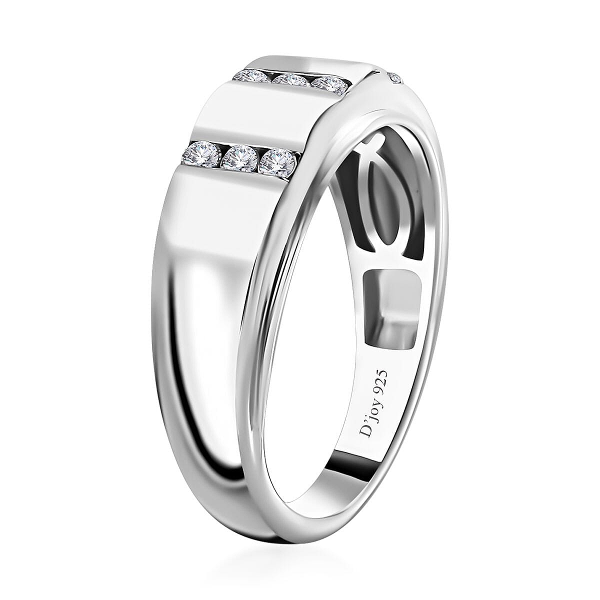 Moissanite Men's Ring in Platinum Over Sterling Silver (Size 10.0) 0.25 ctw