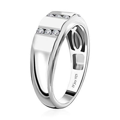 Moissanite Men's Ring in Platinum Over Sterling Silver (Size 10.0) 0.25 ctw