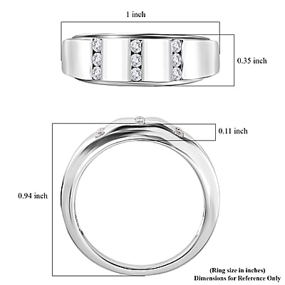 Moissanite Men's Ring in Platinum Over Sterling Silver (Size 10.0) 0.25 ctw