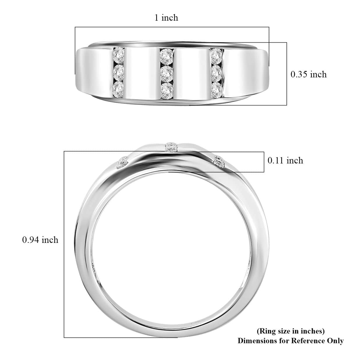 Moissanite Men's Ring in Platinum Over Sterling Silver (Size 13.0) 0.25 ctw image number 5
