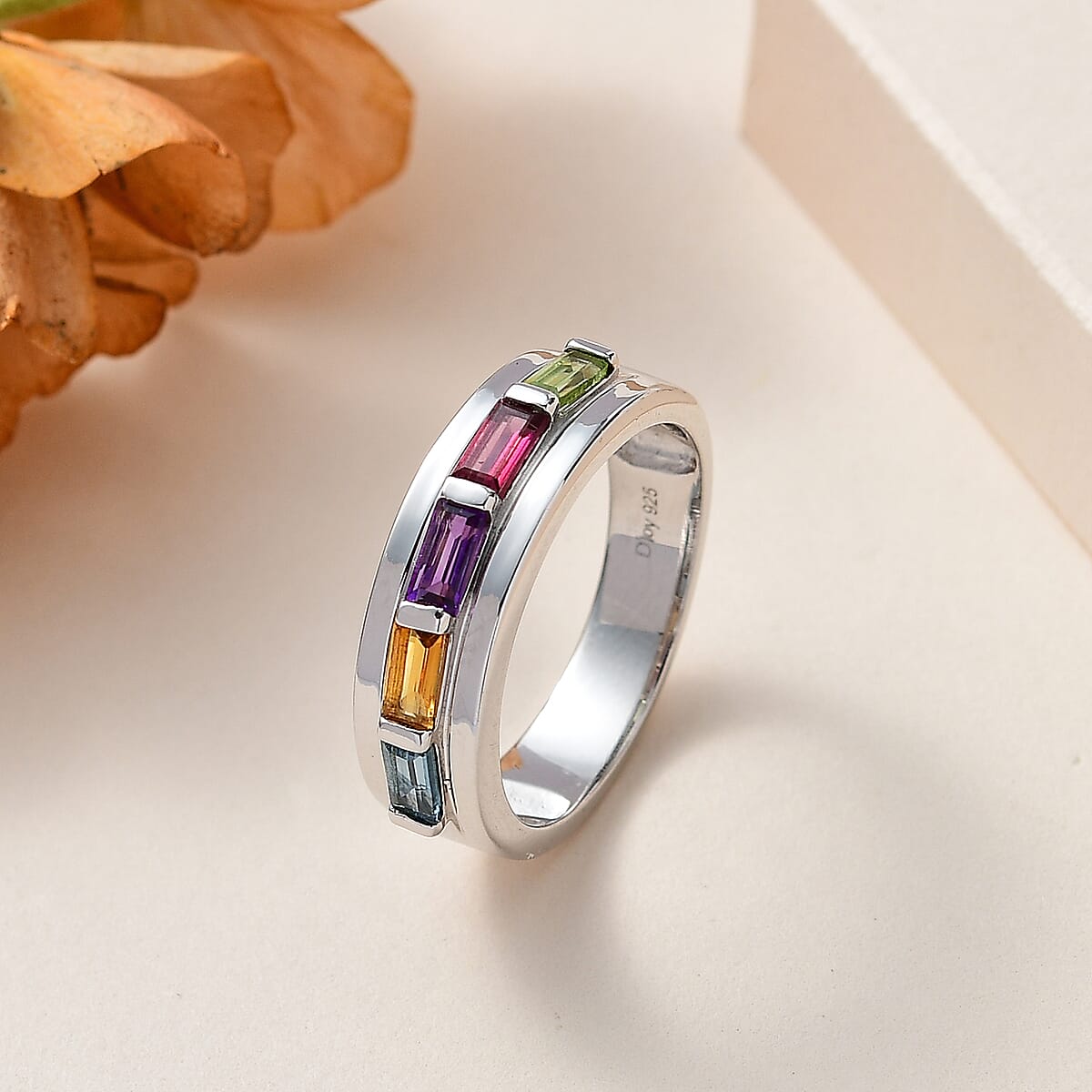 Multi Gemstone Men's Ring in Platinum Over Sterling Silver (Size 10.0) 1.20 ctw image number 1