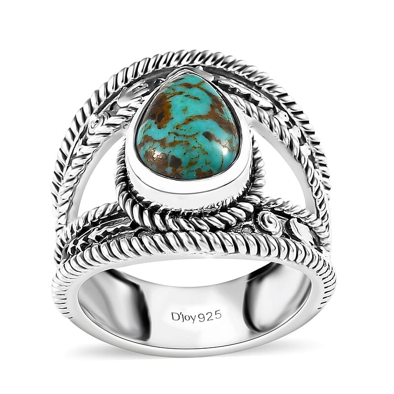 D'Joy Artisan Crafted Sierra Nevada Turquoise Solitaire Ring in Sterling Silver (Size 10.0) 2.90 ctw