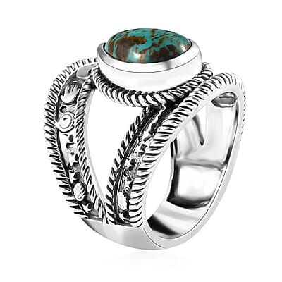 D'Joy Artisan Crafted Sierra Nevada Turquoise Solitaire Ring in Sterling Silver (Size 10.0) 2.90 ctw
