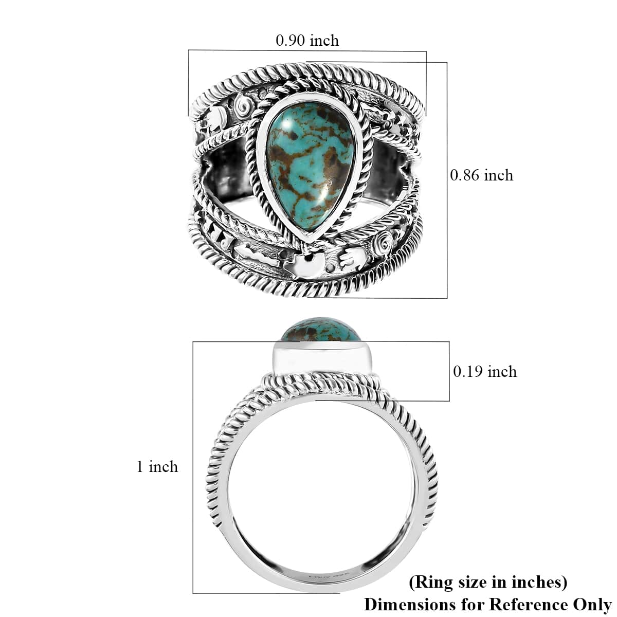 Artisan Crafted Sierra Nevada Turquoise Solitaire Ring in Sterling Silver (Size 10.0) 2.90 ctw image number 5