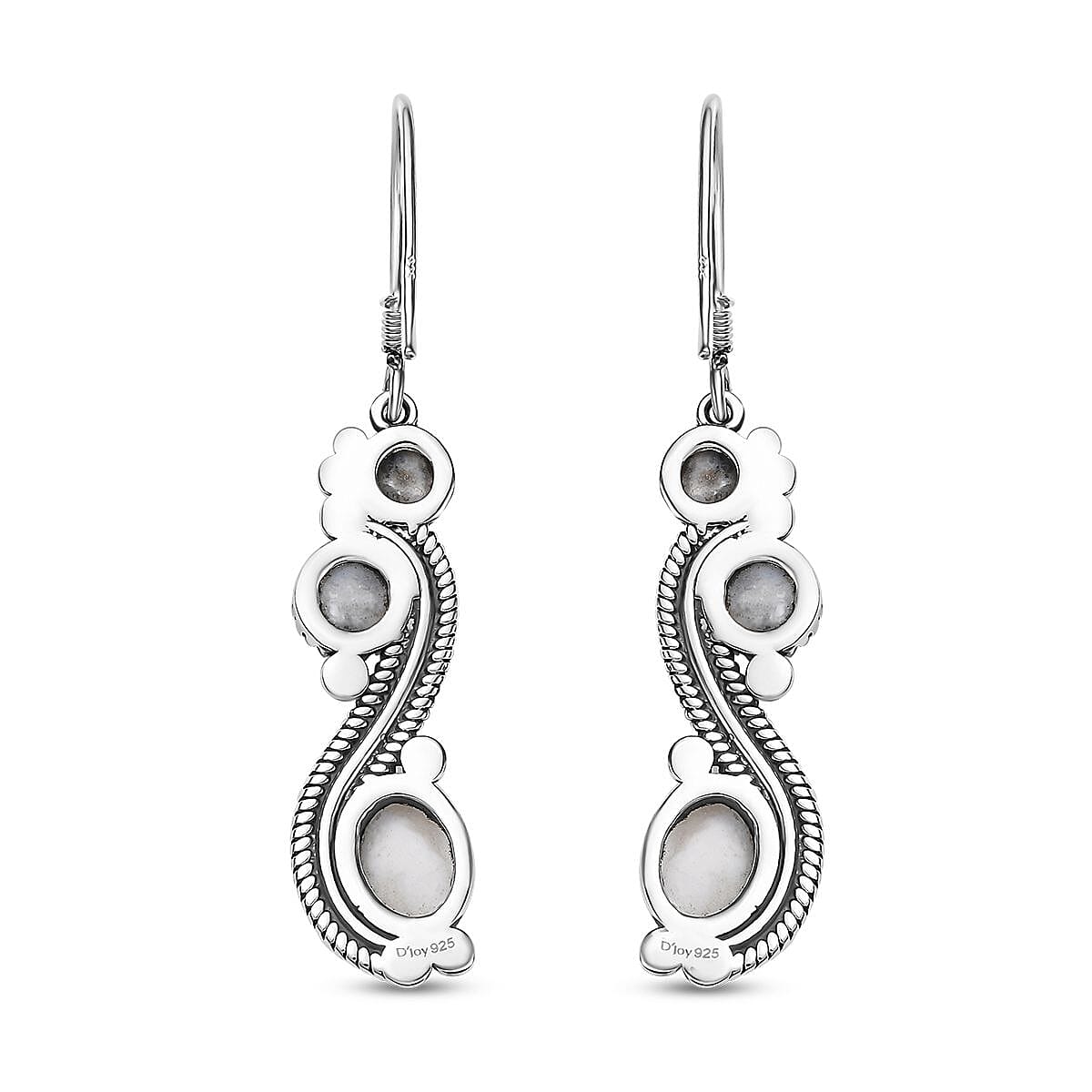 D'Joy Artisan Crafted White Buffalo 7.35 ctw Native American Earrings in Sterling Silver 