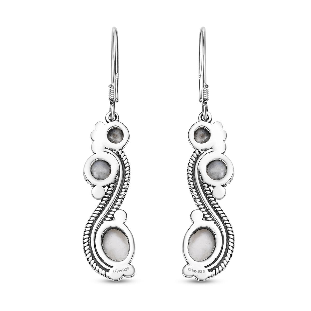 D'Joy Artisan Crafted White Buffalo 7.35 ctw Native American Earrings in Sterling Silver  image number 4