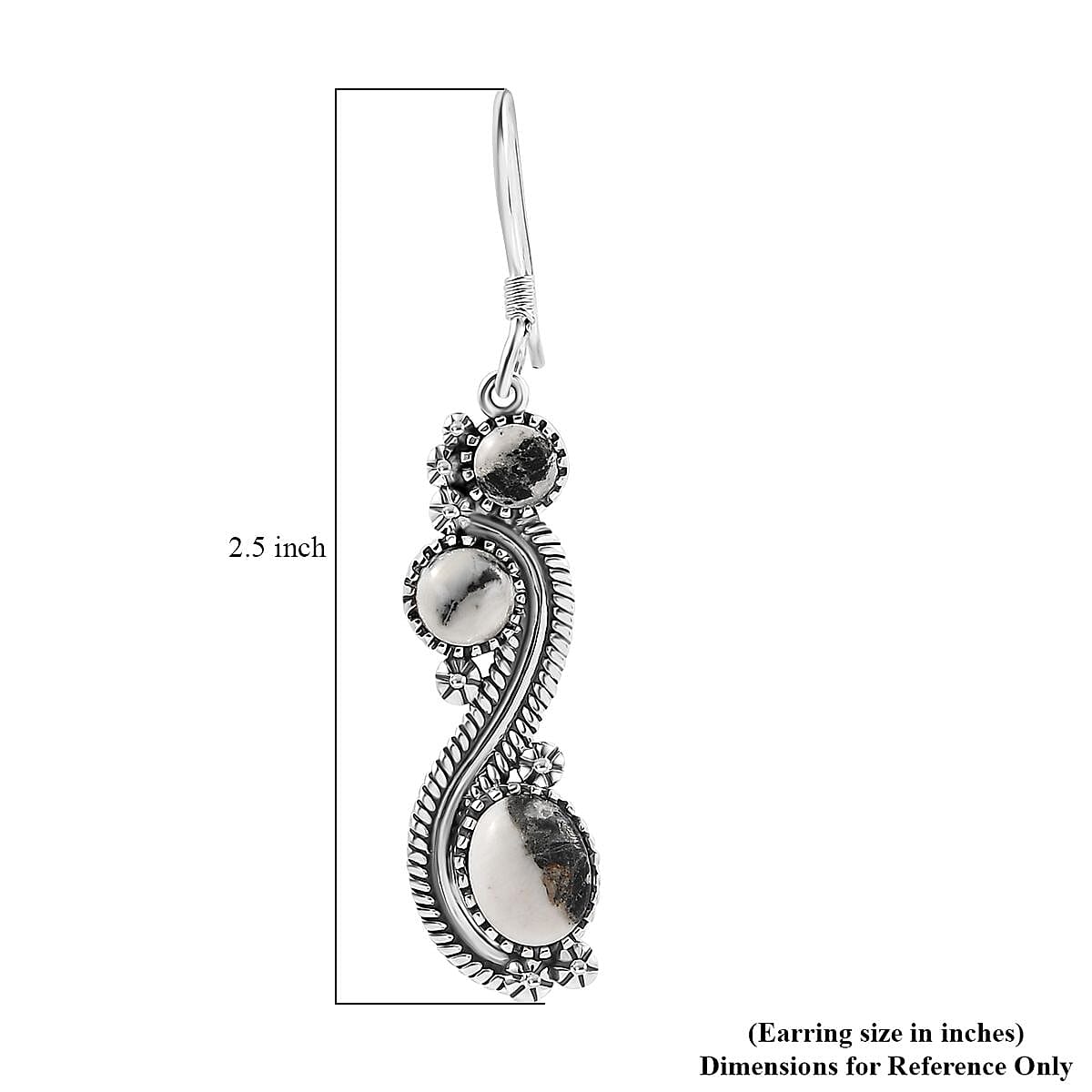 D'Joy Artisan Crafted White Buffalo 7.35 ctw Native American Earrings in Sterling Silver 