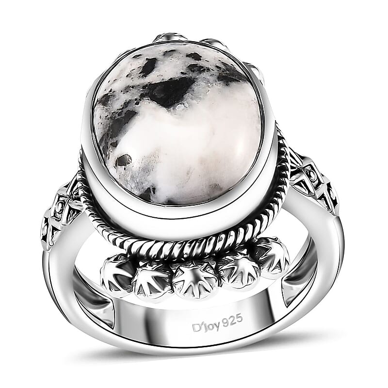 Artisan Crafted White Buffalo Solitaire Ring in Sterling Silver (Size 10.0) 9.50 ctw
