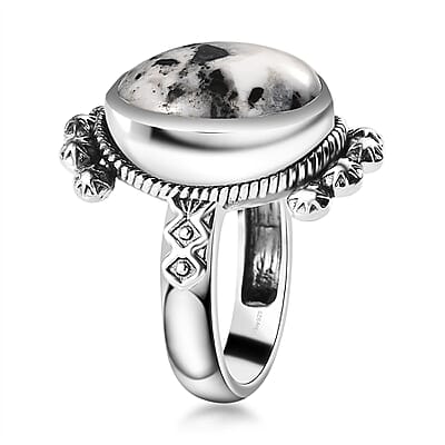 Artisan Crafted White Buffalo Solitaire Ring in Sterling Silver (Size 10.0) 9.50 ctw