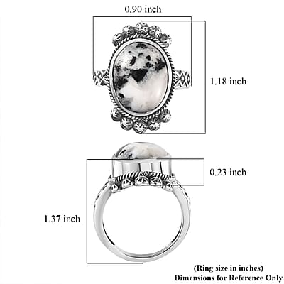 Artisan Crafted White Buffalo Solitaire Ring in Sterling Silver (Size 10.0) 9.50 ctw