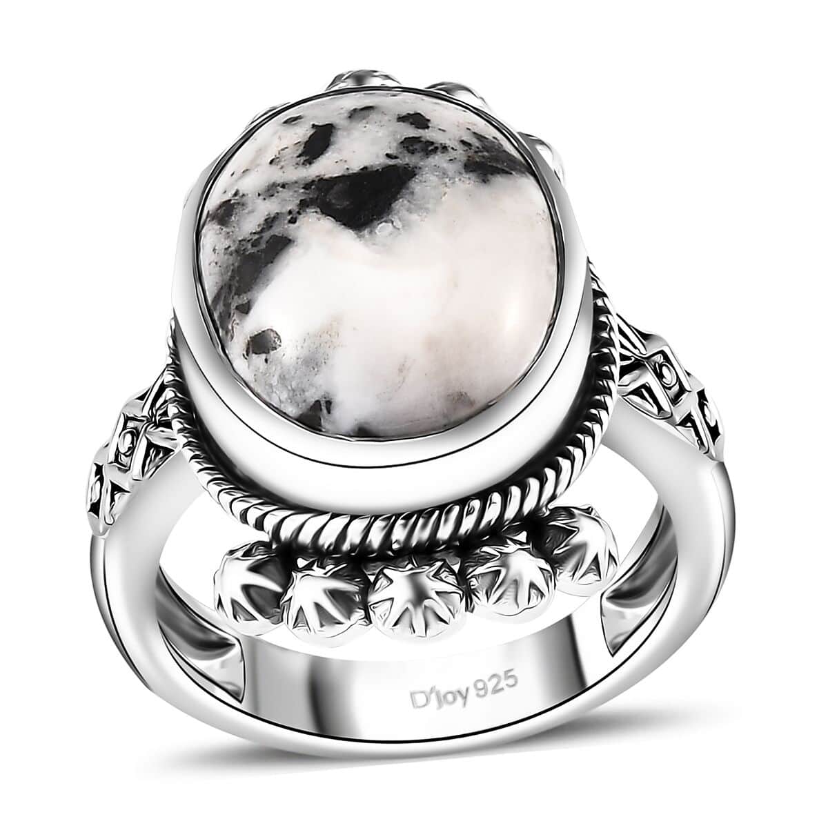 Artisan Crafted White Buffalo Solitaire Ring in Sterling Silver (Size 8.0) 9.50 ctw image number 0