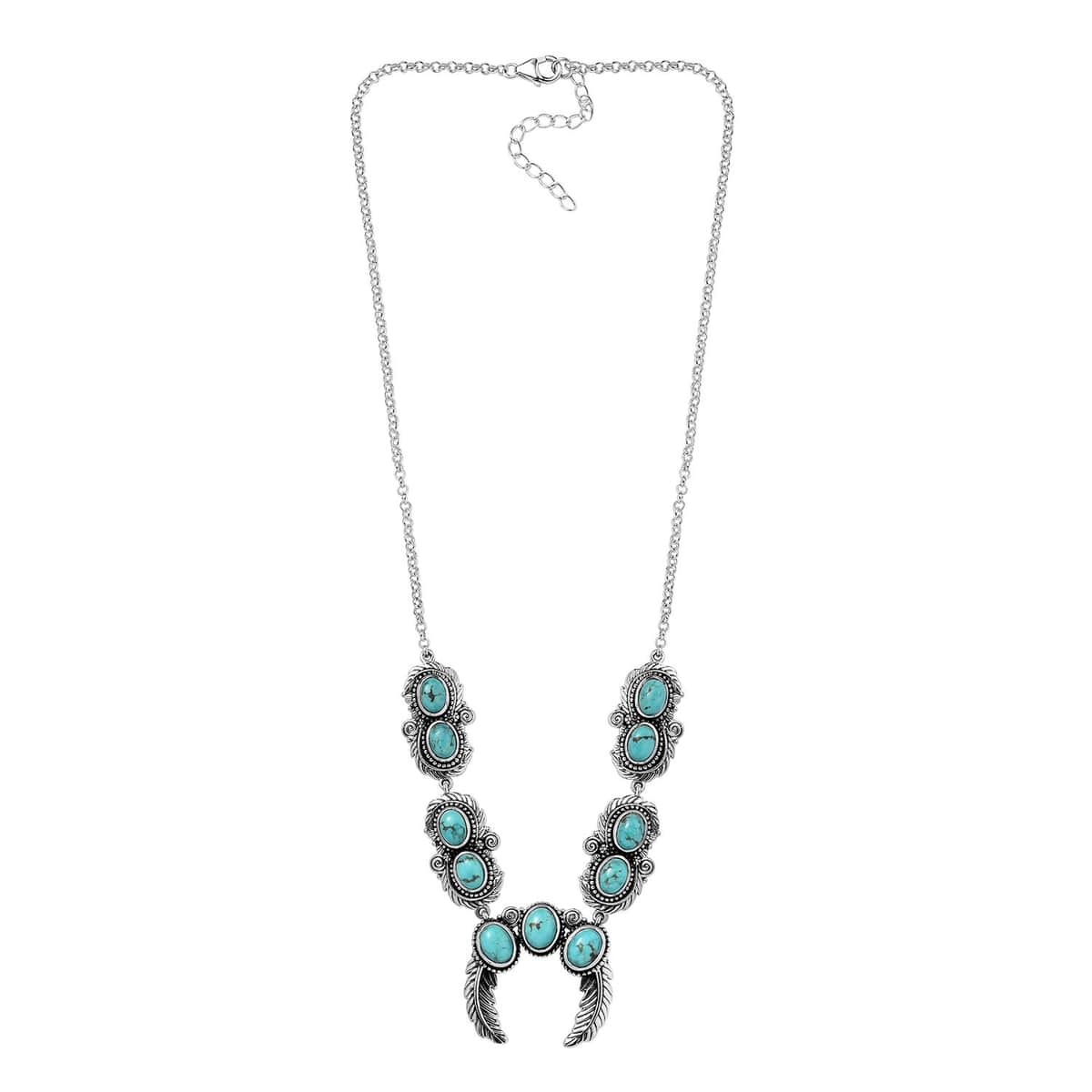 Artisan Crafted Sierra Nevada Turquoise Naja Squash Blossom Necklace 18-20 Inches in Sterling Silver 9.70 ctw image number 3