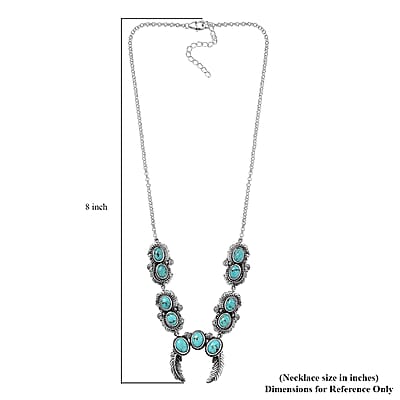 Artisan Crafted Sierra Nevada Turquoise 9.70 ctw Naja Squash Blossom Necklace 18-20 Inches in Sterling Silver