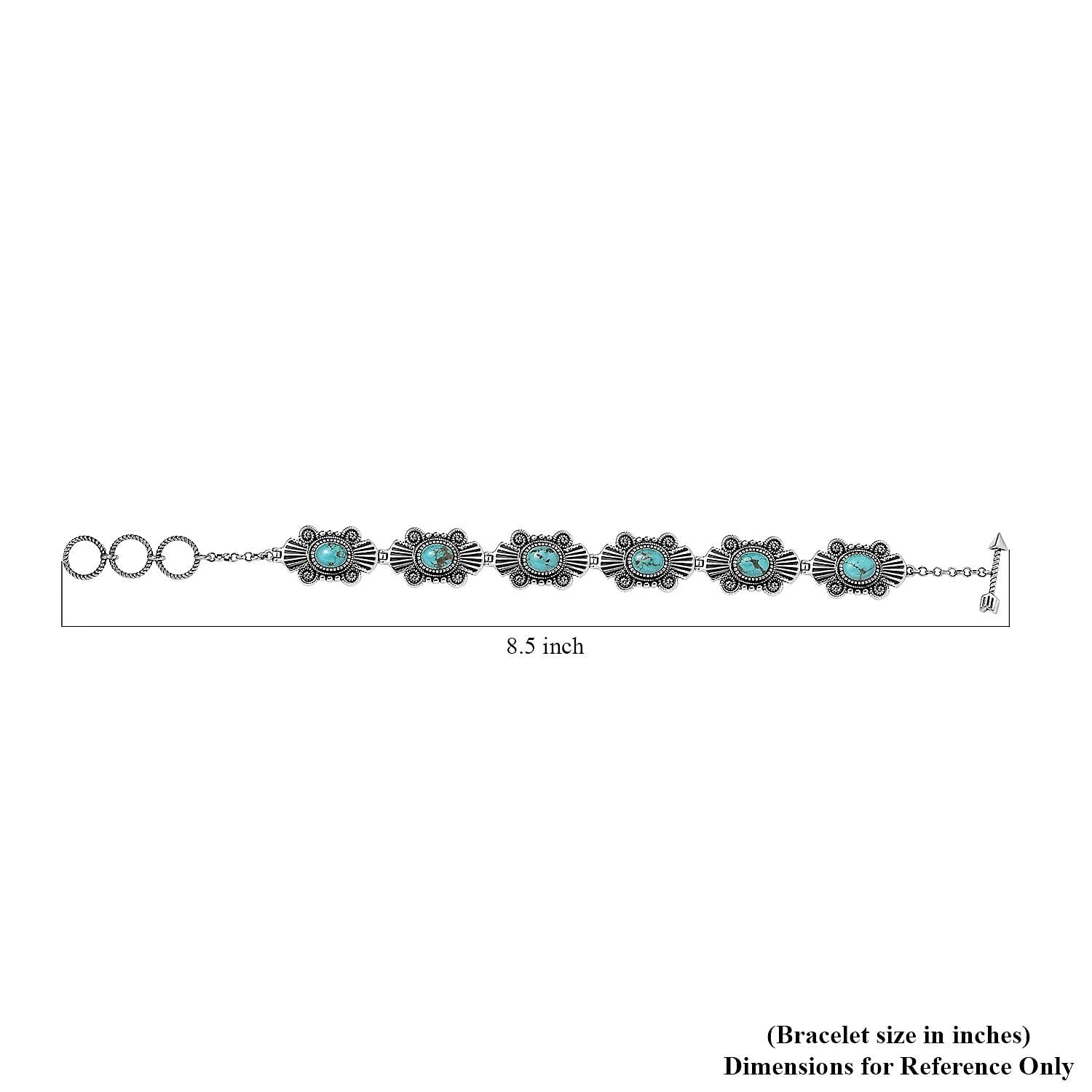Artisan Crafted Sierra Nevada Turquoise 7.90 ctw Toggle Clasp Bracelet in Sterling Silver (6.50-8.0In)