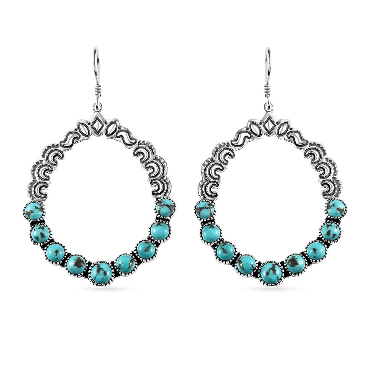 Artisan Crafted Sierra Nevada Turquoise Dangle Earrings in Sterling Silver 11.40 ctw image number 0