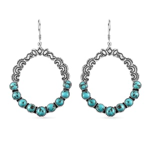 Artisan Crafted Sierra Nevada Turquoise Dangle Earrings in Sterling Silver 11.40 ctw