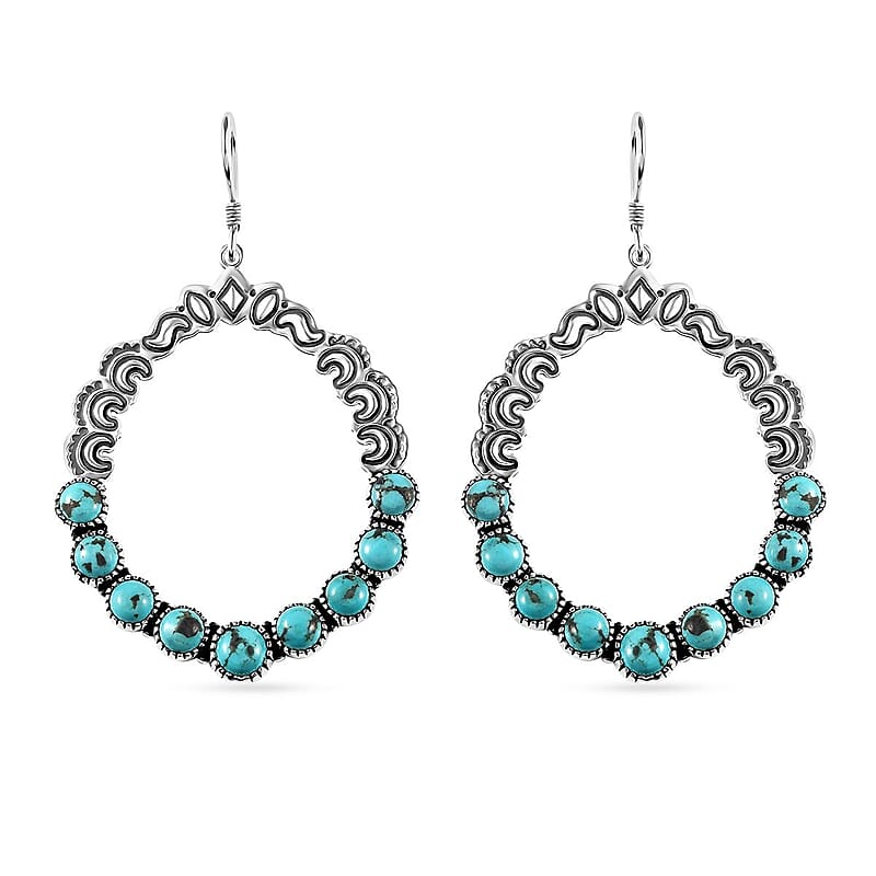 Artisan Crafted Sierra Nevada Turquoise Dangle Earrings in Sterling Silver 11.40 ctw