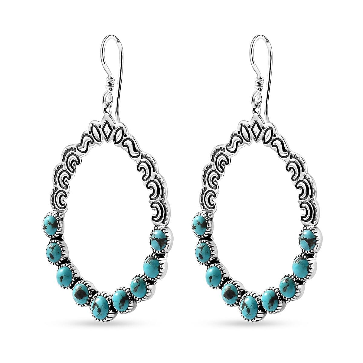 Artisan Crafted Sierra Nevada Turquoise Dangle Earrings in Sterling Silver 11.40 ctw