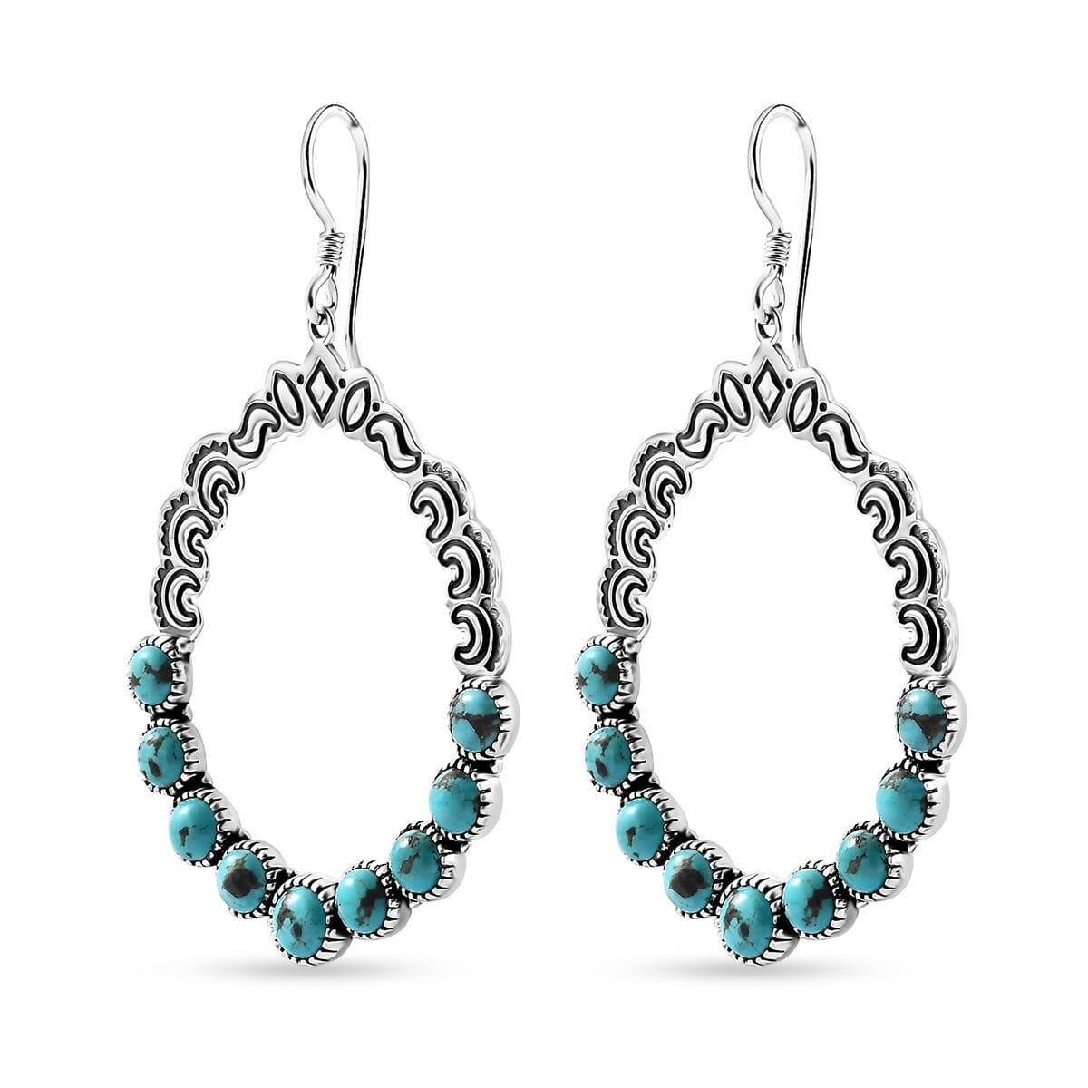 Artisan Crafted Sierra Nevada Turquoise Dangle Earrings in Sterling Silver 11.40 ctw image number 3