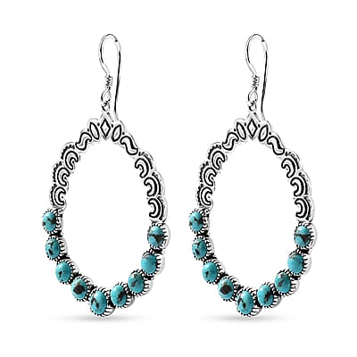 Artisan Crafted Sierra Nevada Turquoise Dangle Earrings in Sterling Silver 11.40 ctw