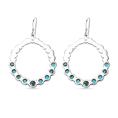Artisan Crafted Sierra Nevada Turquoise Dangle Earrings in Sterling Silver 11.40 ctw