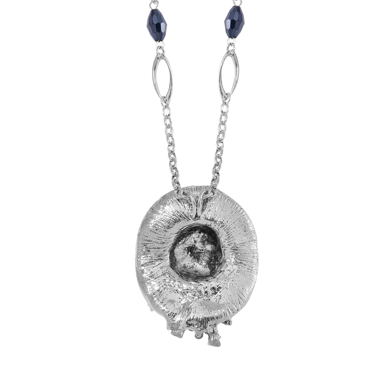 Blue Glass and Multi Color Austrian Crystal Hat Pendant with Necklace in Silvertone 28-30 Inches image number 3