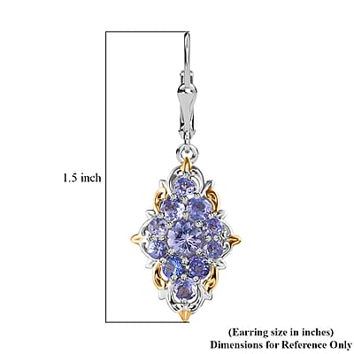 Tanzanite Lever Back Earrings in Vermeil Yellow Gold and Platinum Over Sterling Silver 2.90 ctw