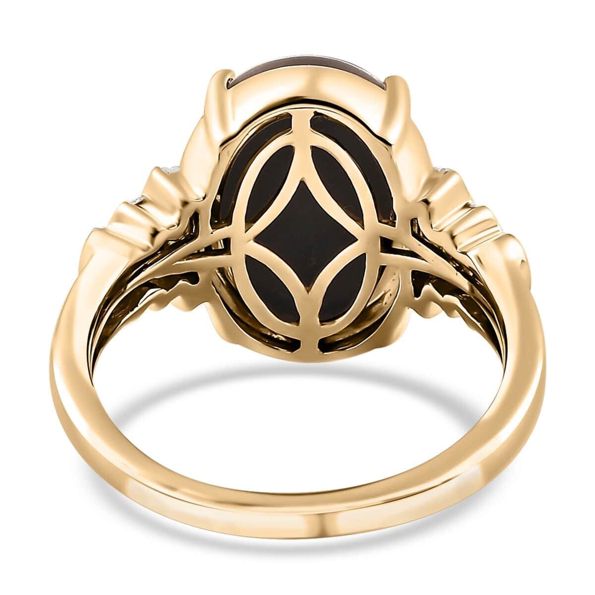 Luxoro 10K Yellow Gold Canadian Ammolite and G-H I2 Diamond Ring (Size 10.5) 0.20 ctw image number 4